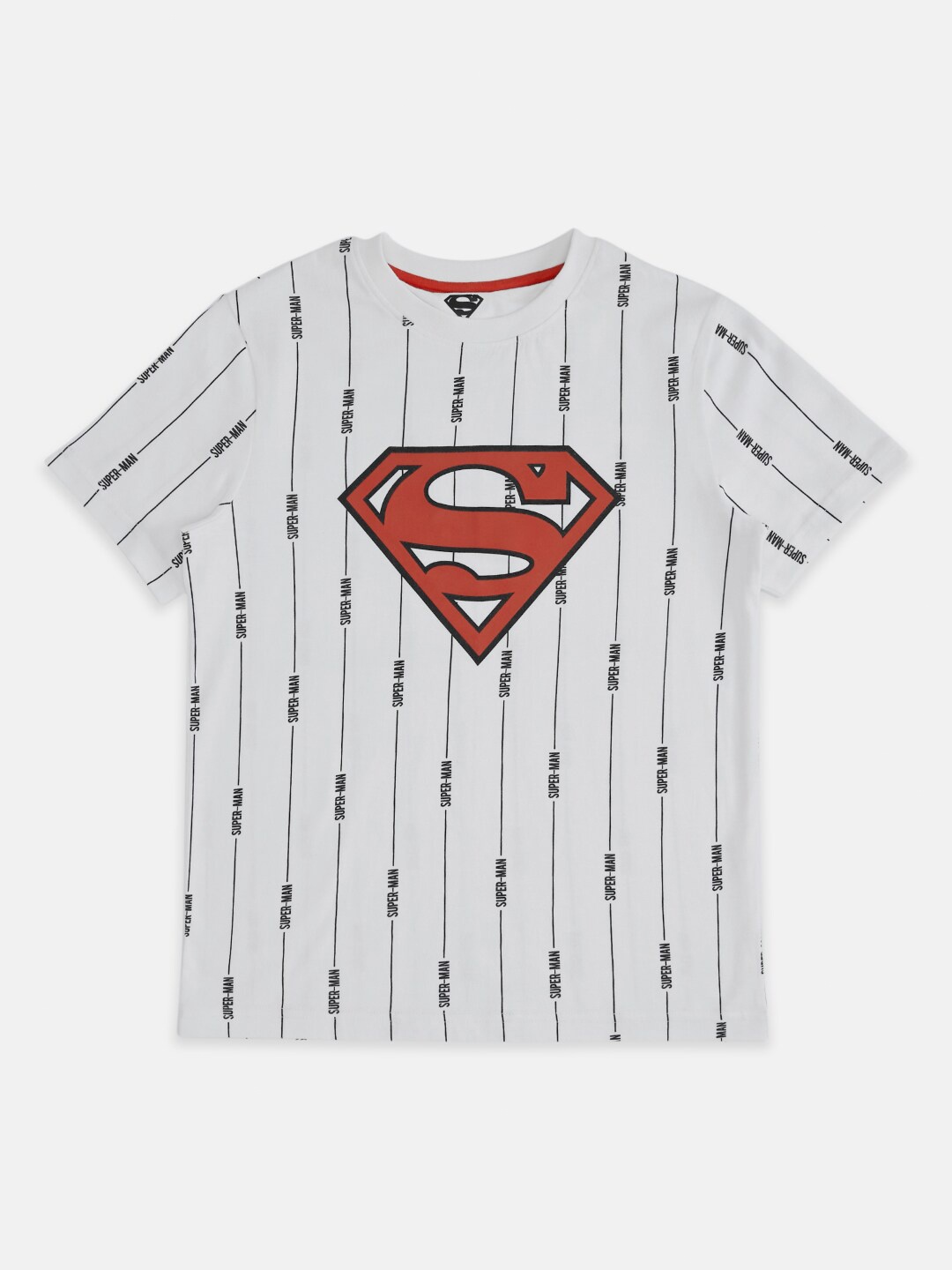 

Pantaloons Junior Boys Super Man Typography Printed Cotton T-shirt, White