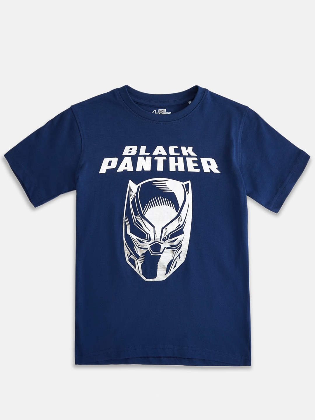 

Pantaloons Junior Boys Black Panther Printed Cotton T-shirt, Navy blue
