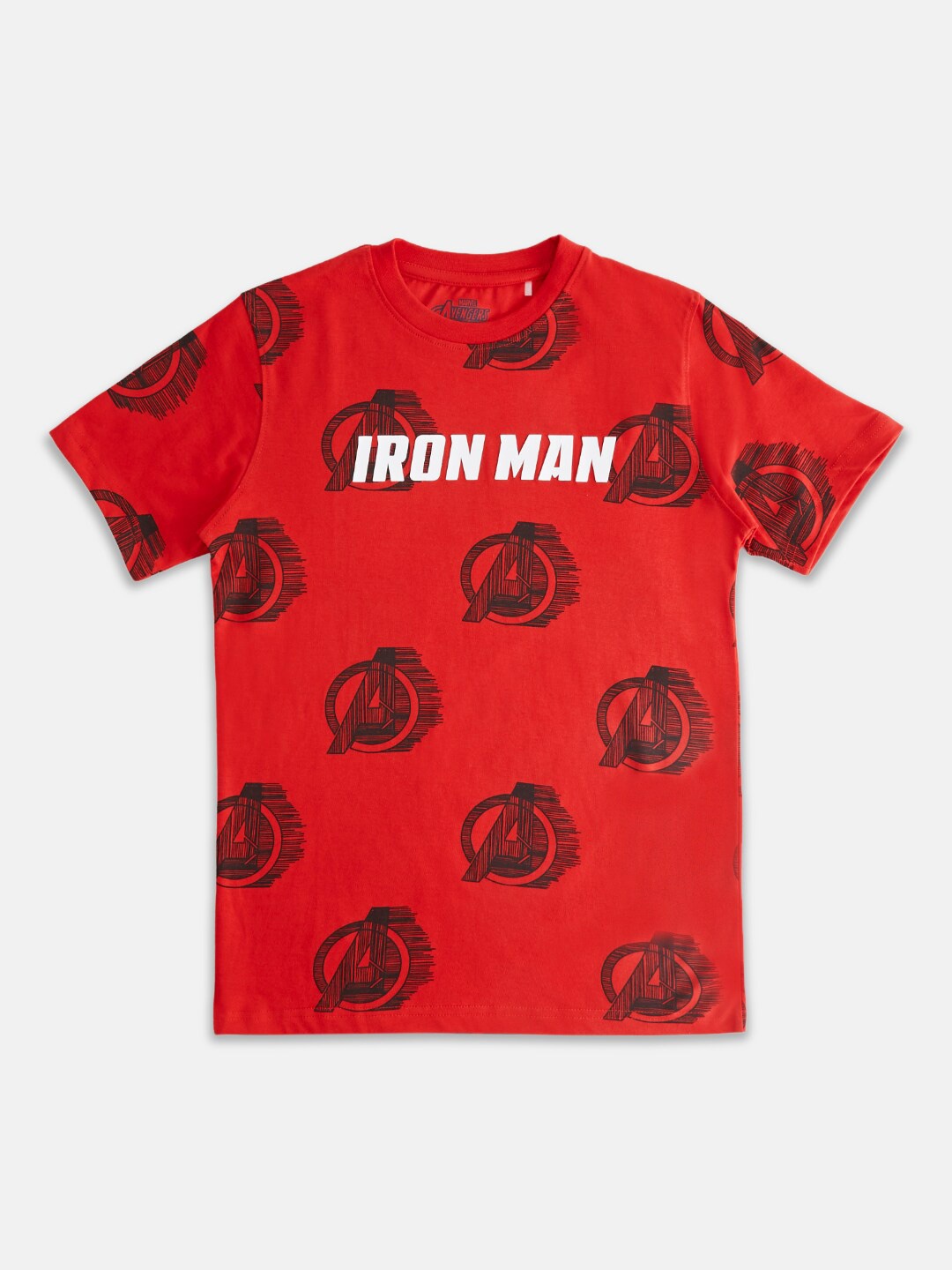 Pantaloons Junior Boys Iron Man Typography Printed Cotton T-shirt, Red