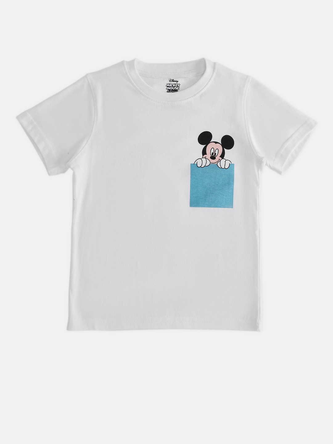 

Pantaloons Junior Boys Mickey Mouse Printed Cotton T-shirt, White