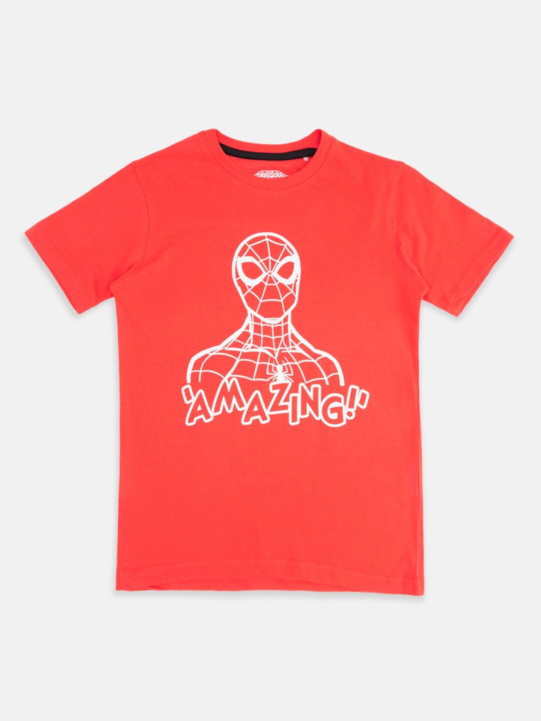 

Pantaloons Junior Boys Spider-Man Printed Cotton T-shirt, Coral