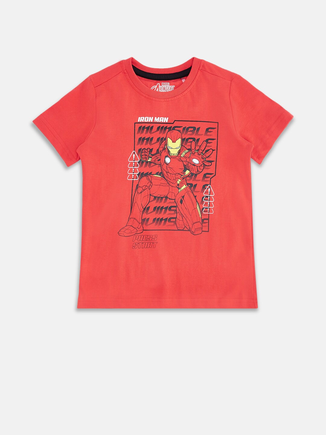 

Pantaloons Junior Boys Iron Man Printed Cotton T-shirt, Rust
