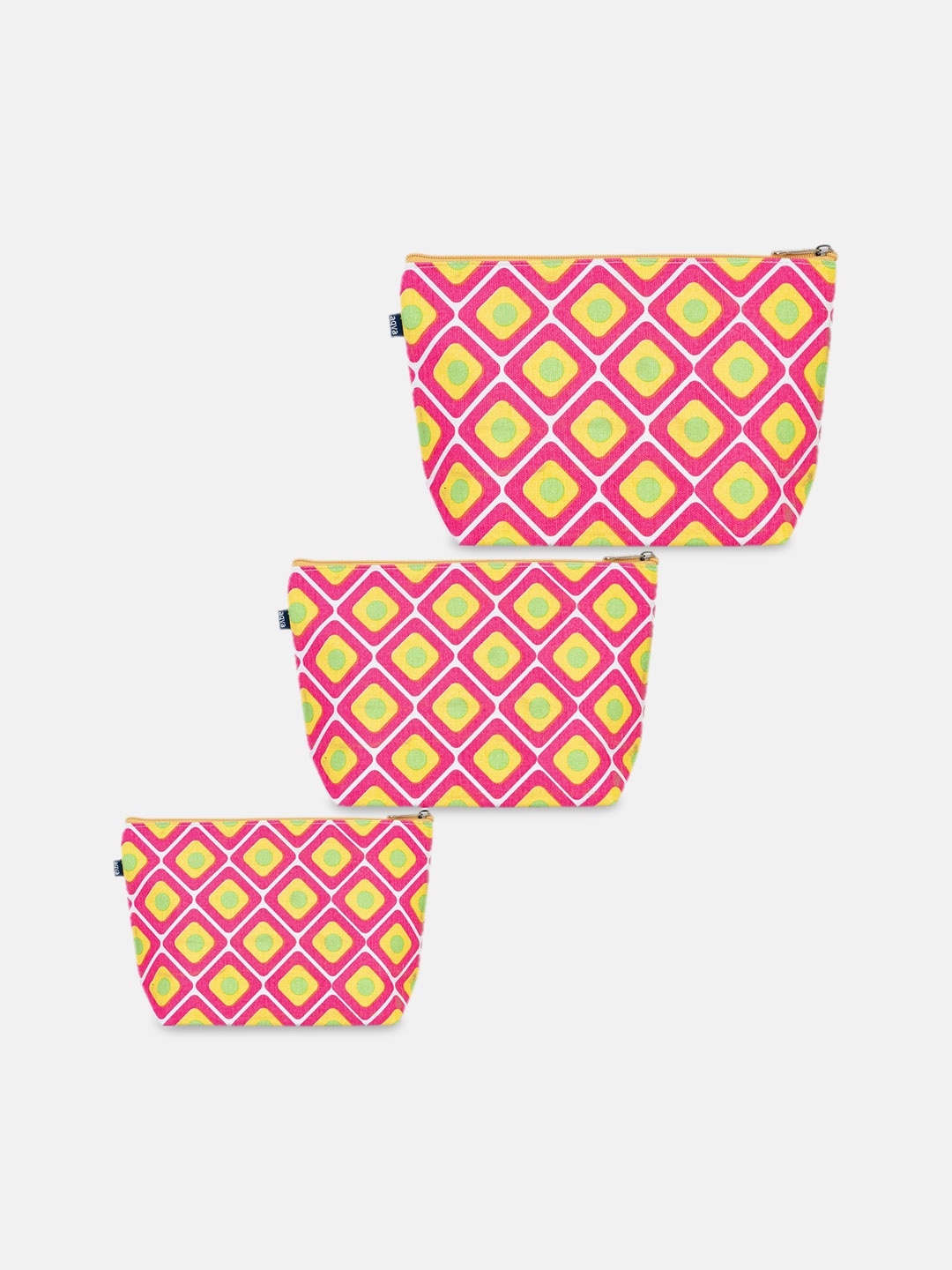 

AQVA Set Of 3 Printed Makeup Pouch, Fuchsia
