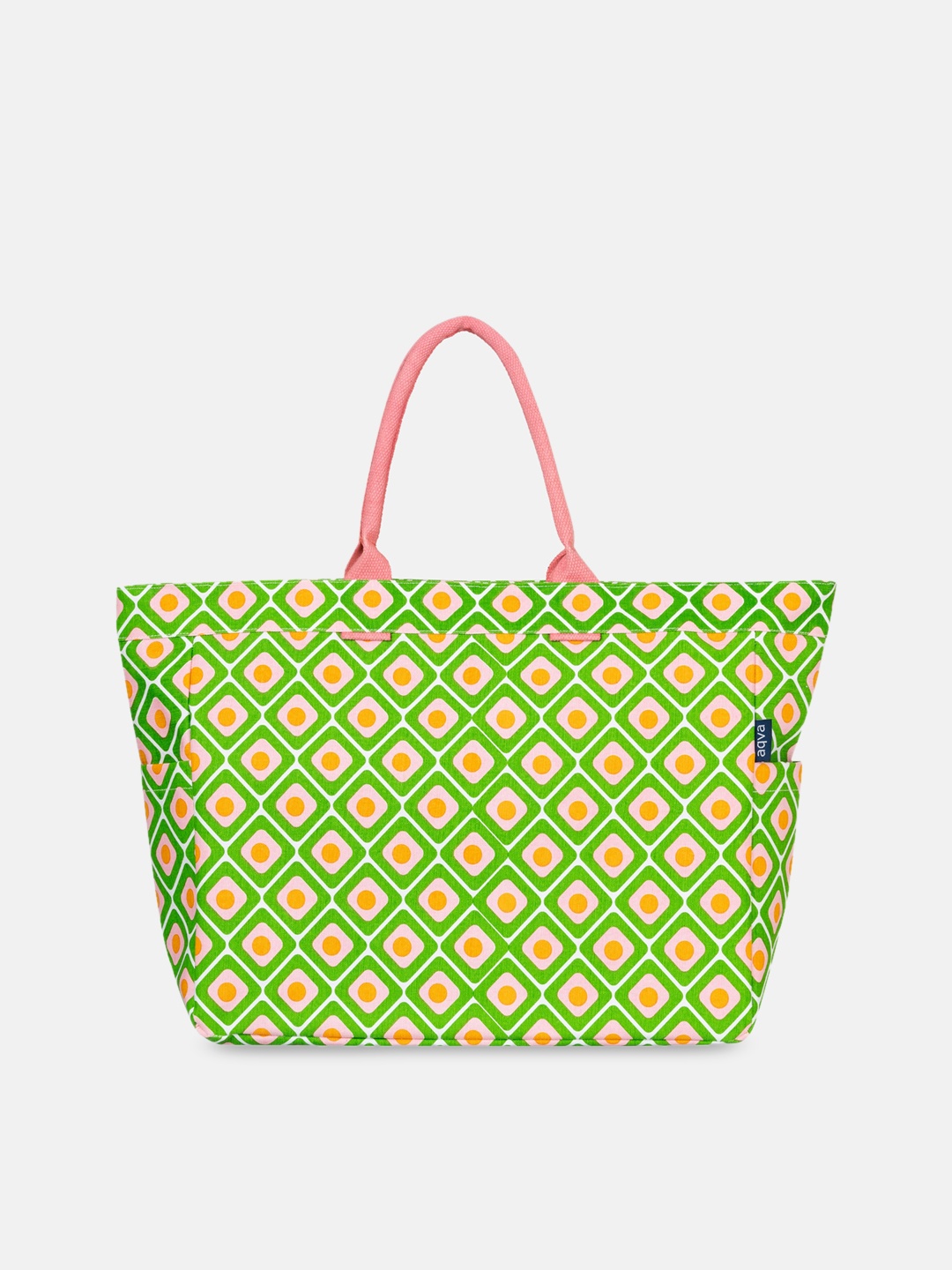 

AQVA Geometric Oversized Canvas Shopper Tote Bag, Green