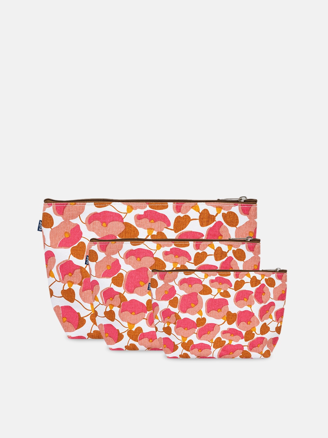 

AQVA Set Of 3 Printed Makeup Pouch, Pink