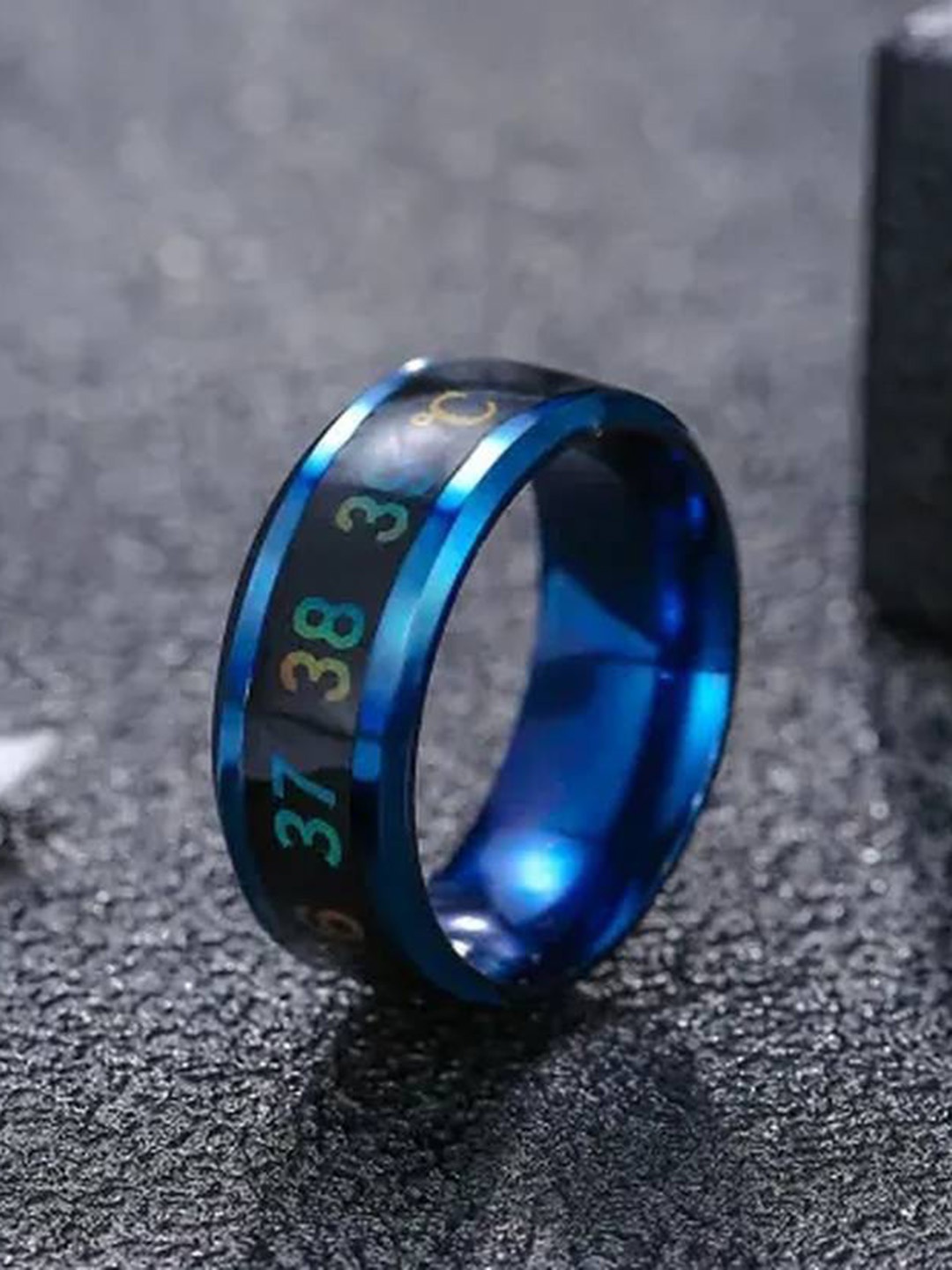 

KARISHMA KREATIONS Stainless Steel Temperature Finger Ring, Blue