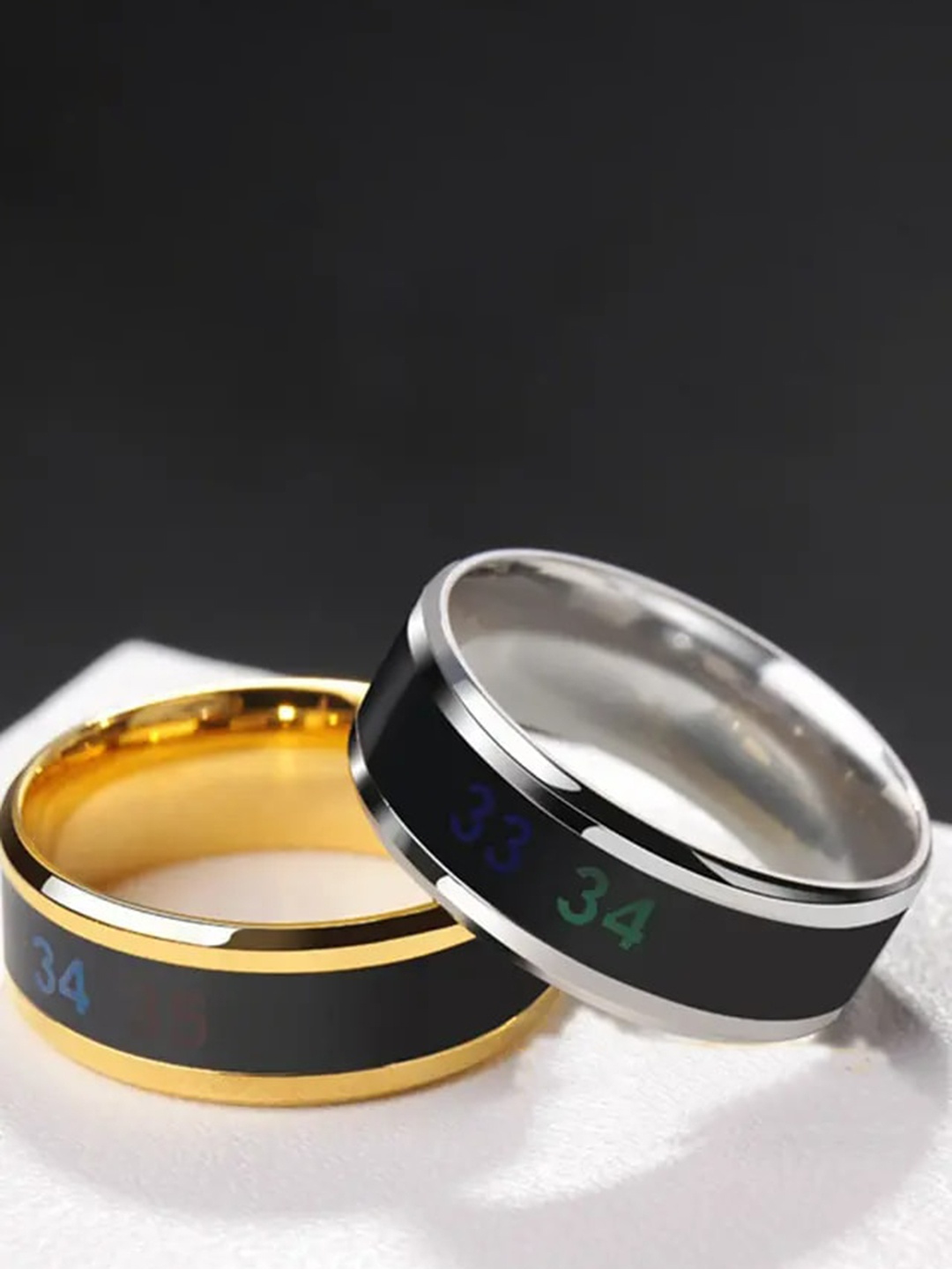 

KARISHMA KREATIONS 2Pcs Gold-Silver Plated Temperature Detail Finger Ring
