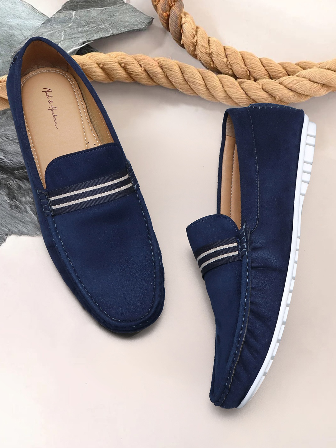 

Mast & Harbour Men Navy Blue Lightweight Comfort Insole Penny Loafers