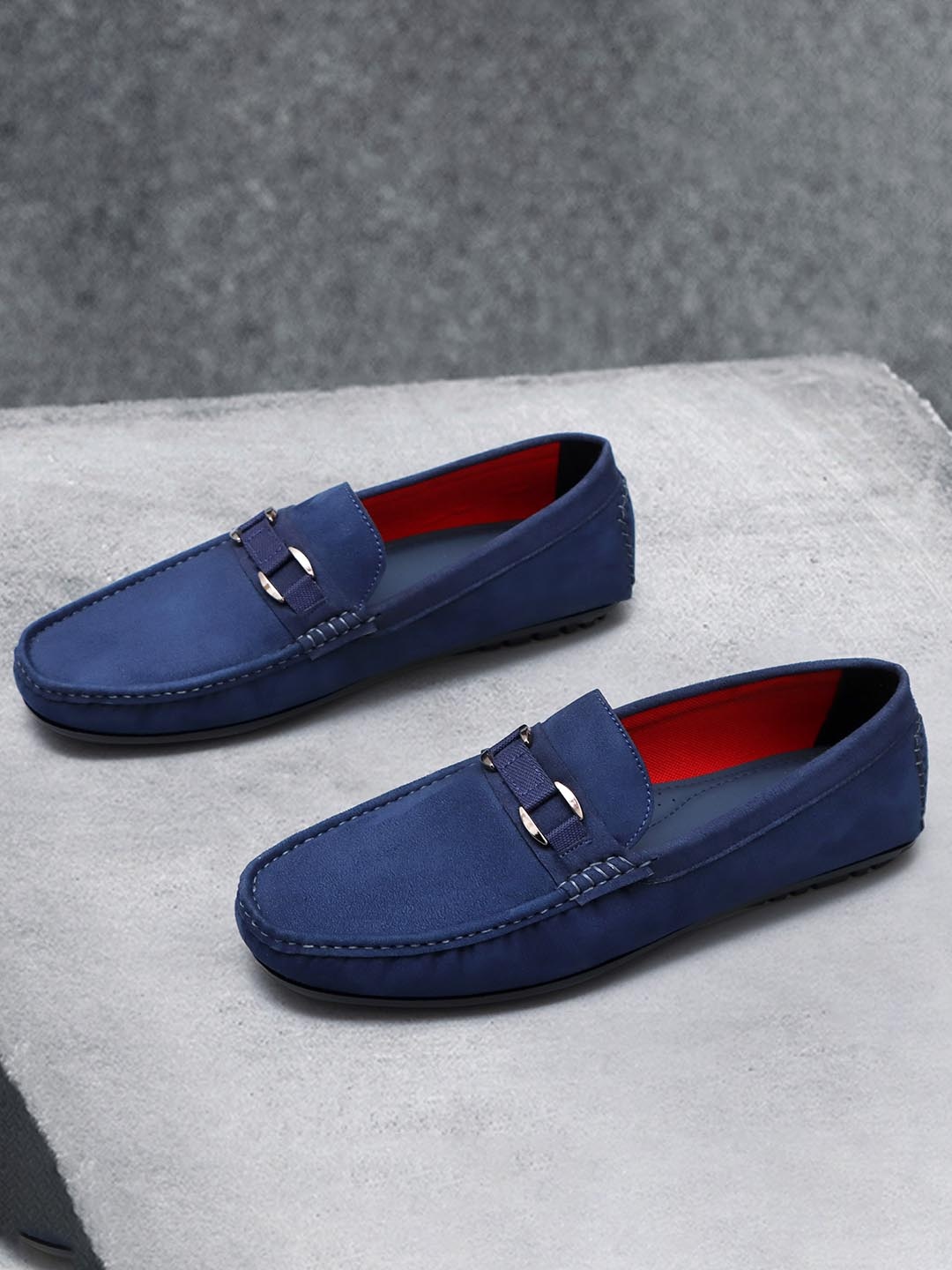

Mast & Harbour Men Navy Blue Lightweight Horsebit Loafers