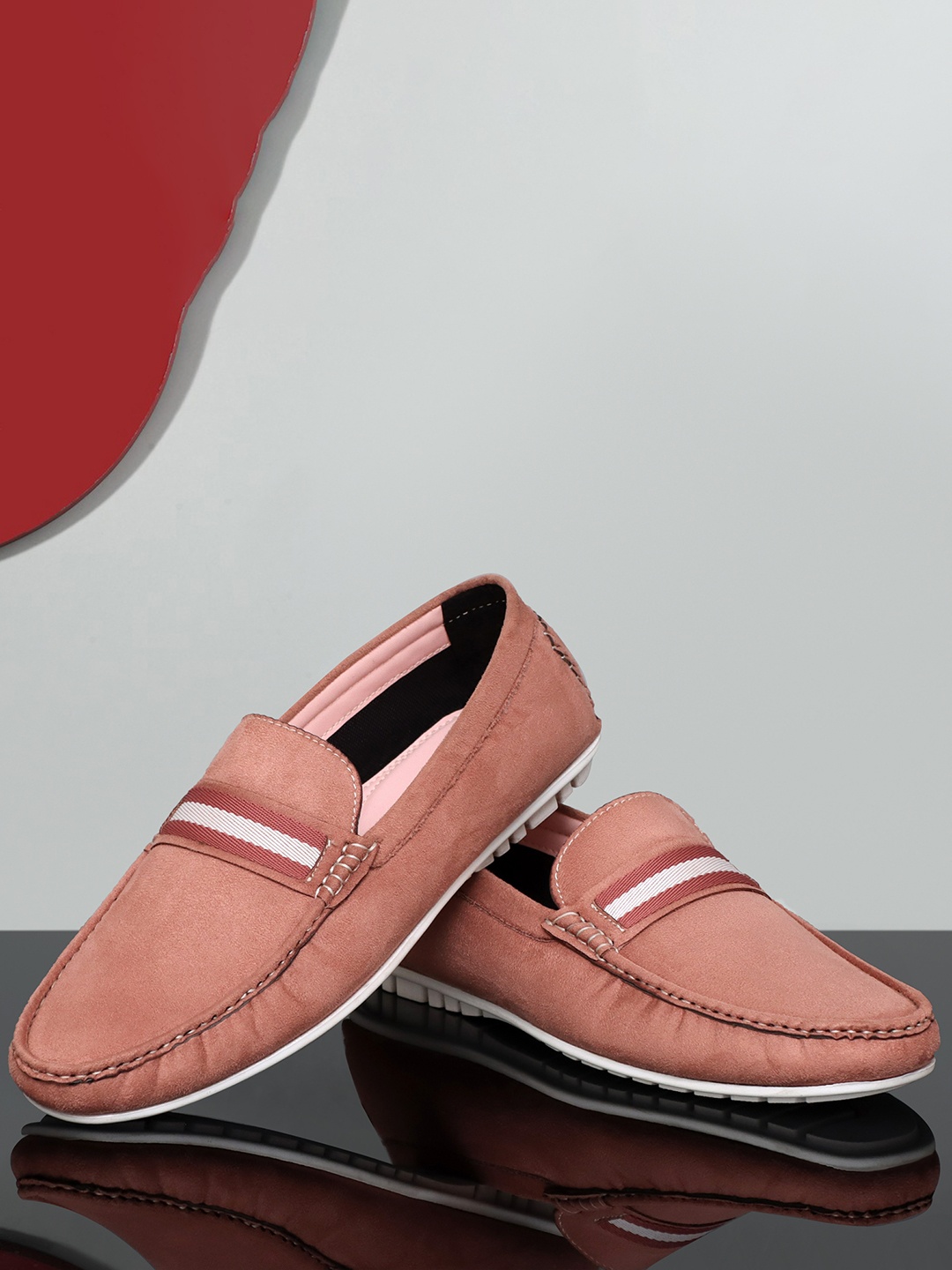 

Mast & Harbour Men Peach-Coloured Lightweight Comfort Insole Penny Loafers