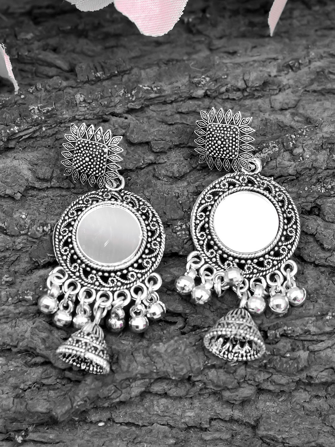 

ROHINIKA Silver-Plated Classic Mirror Drop Earrings