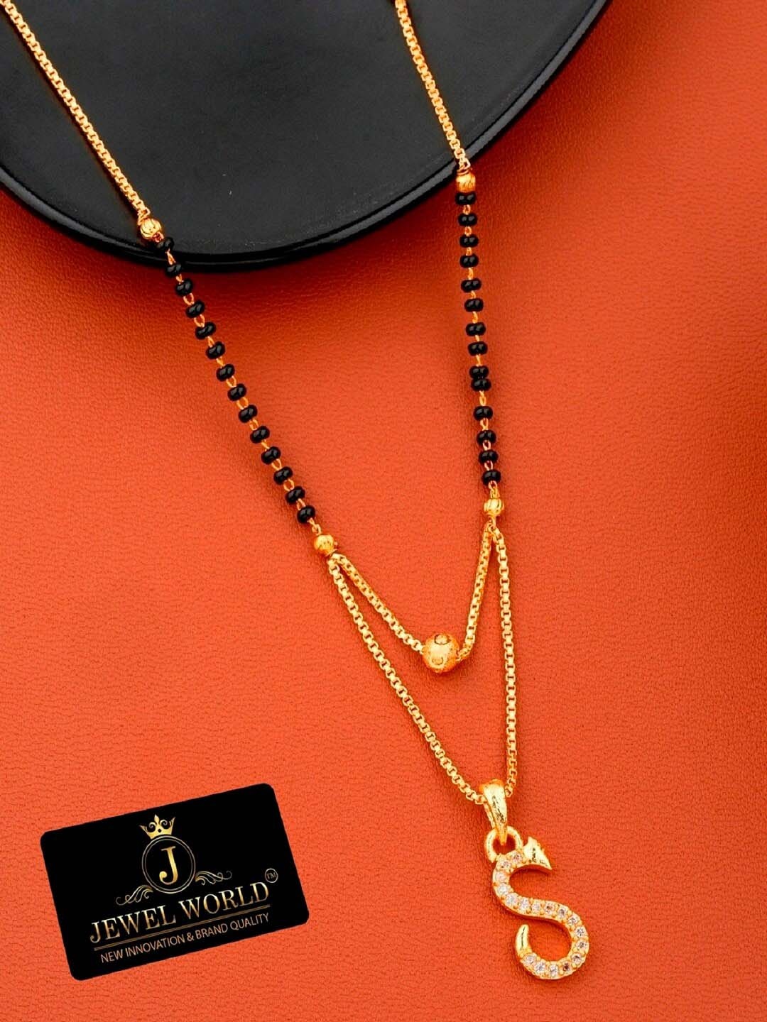 

JEWEL WORLD Gold-Plated Stone-Studded & Beaded Mangalsutra