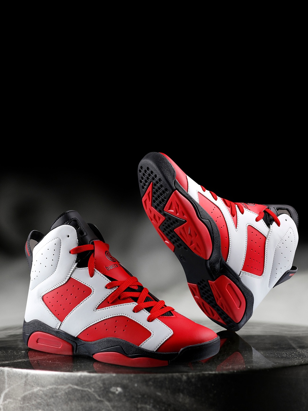 

bacca bucci Men STUNNER Mid-Top Colourblocked Anti-Slip & Shock-Proof Cushioning Sneakers, Red