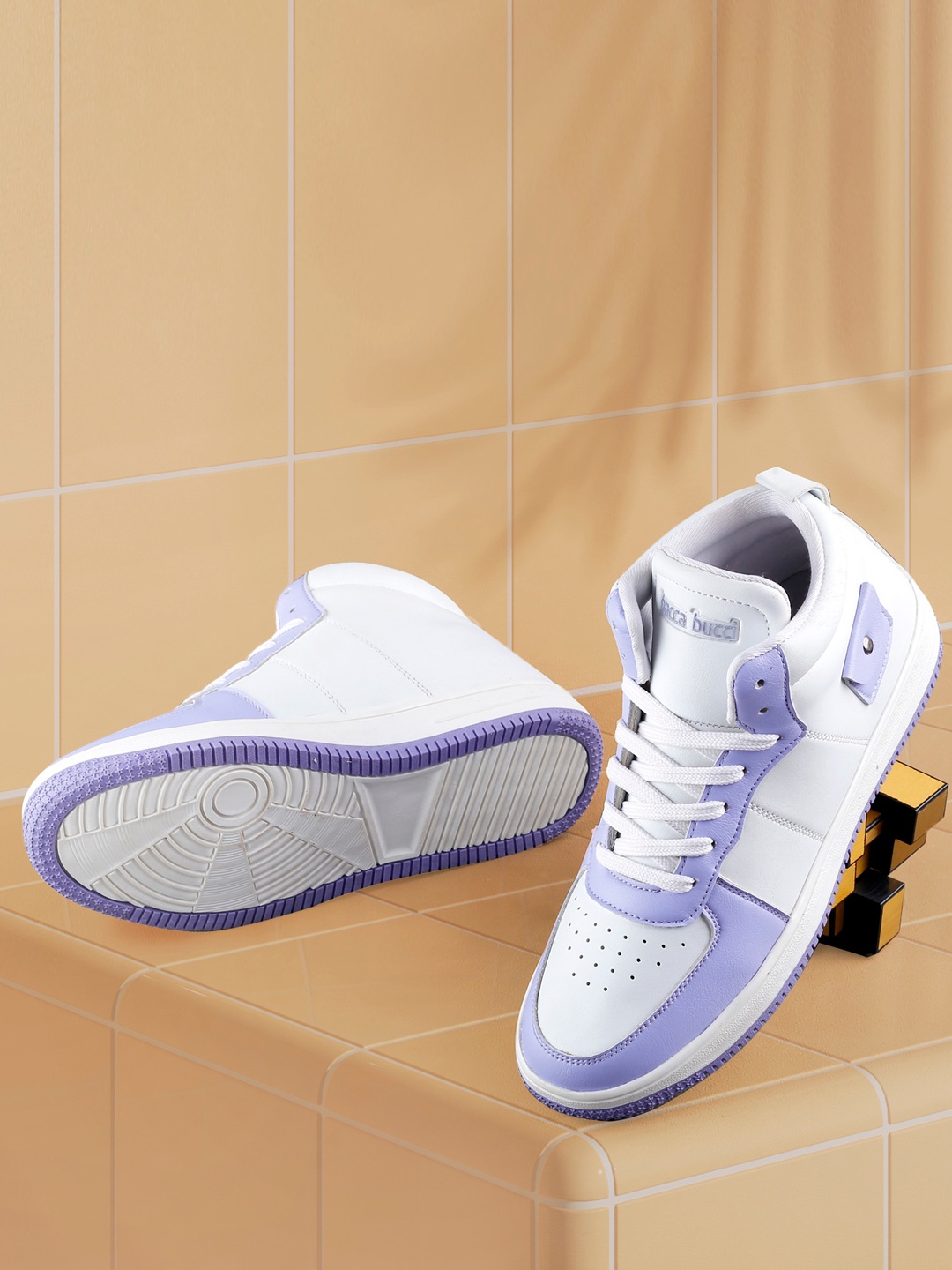 

bacca bucci Women Colourblocked Perforated Mid-Top Sneakers, White