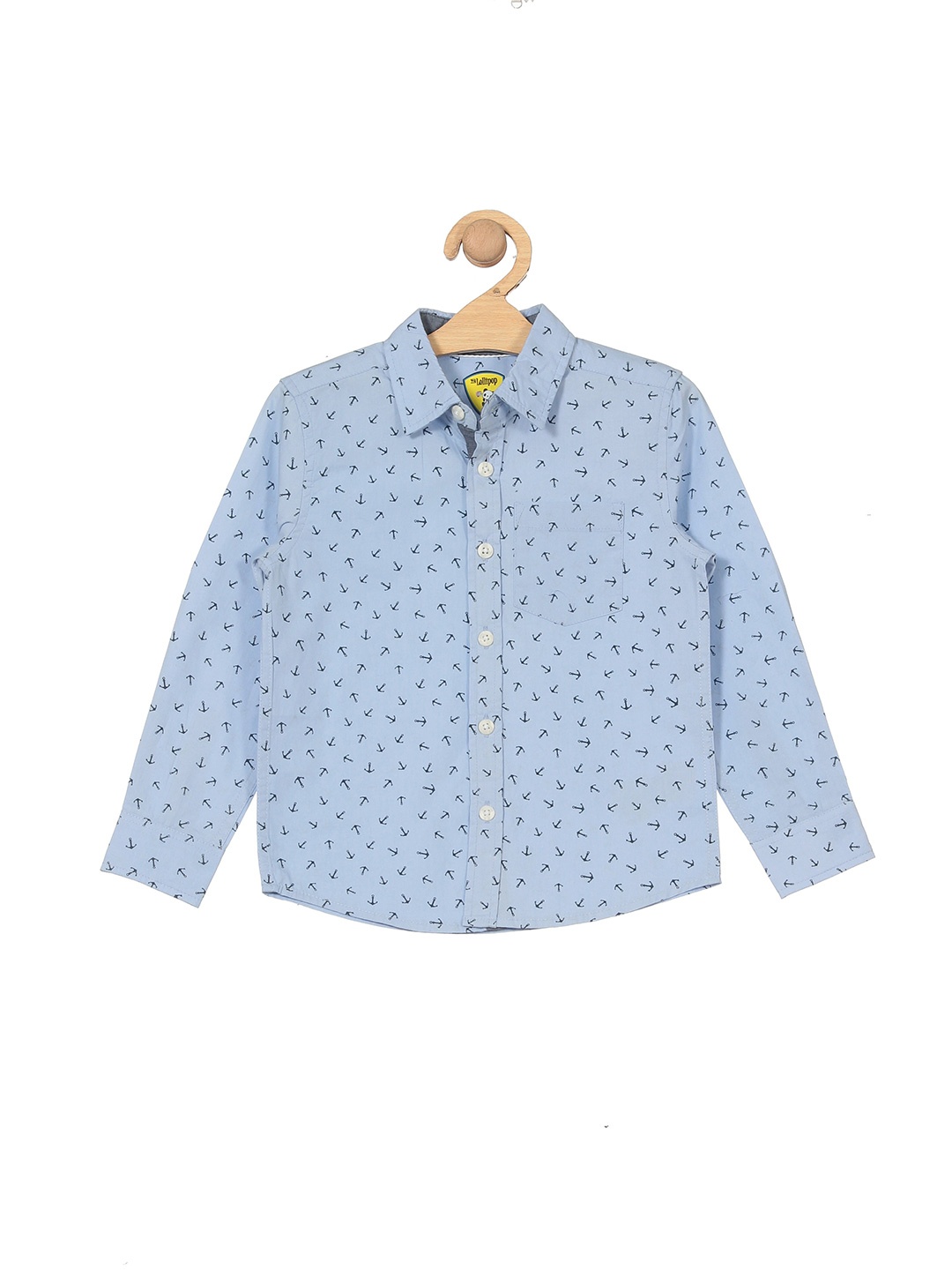 

Lil Lollipop Boys Micro Ditsy Printed Pure Cotton Casual Shirt, Blue