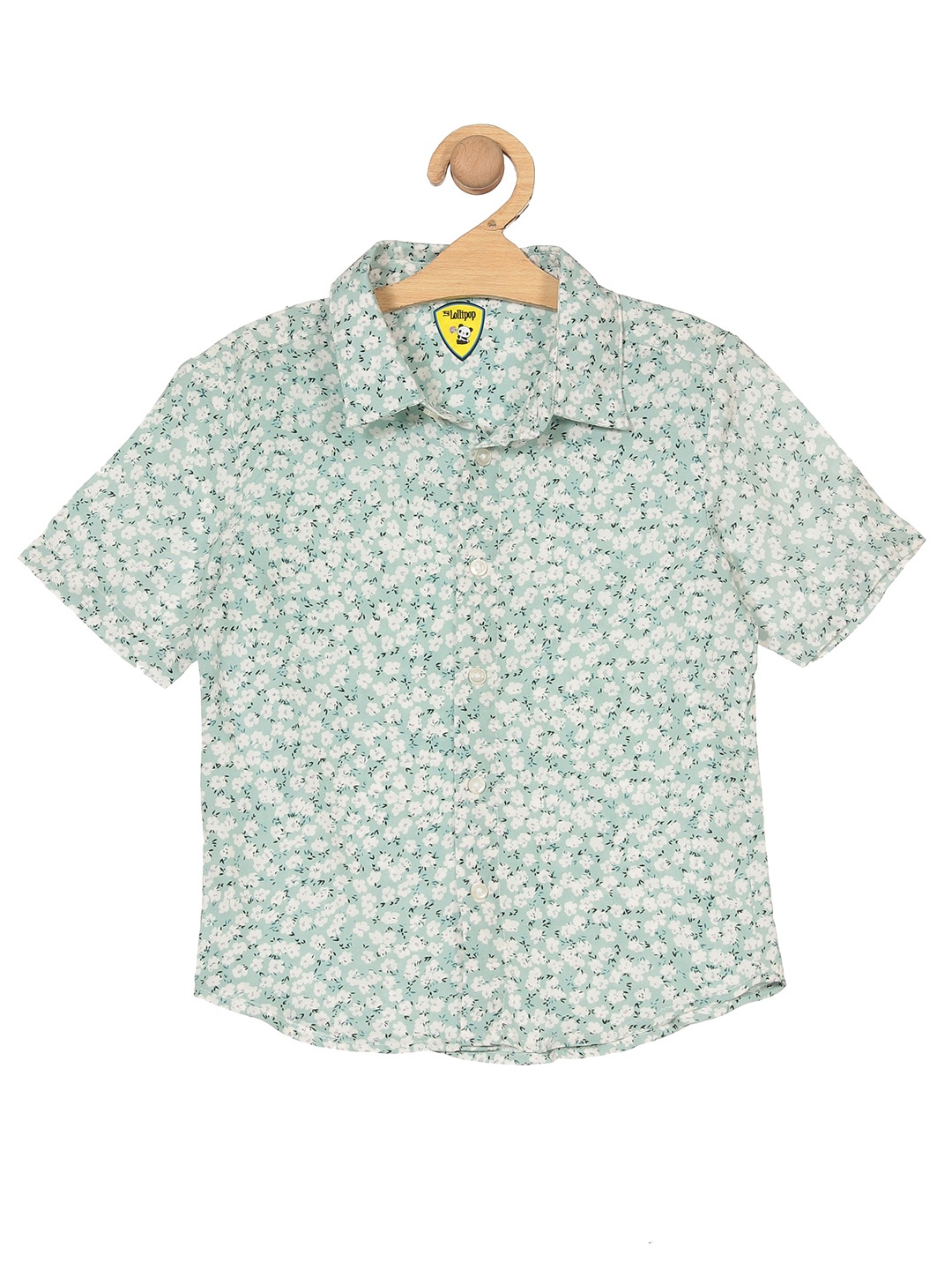 

Lil Lollipop Boys Floral Printed Pure Cotton Casual Shirt, Green