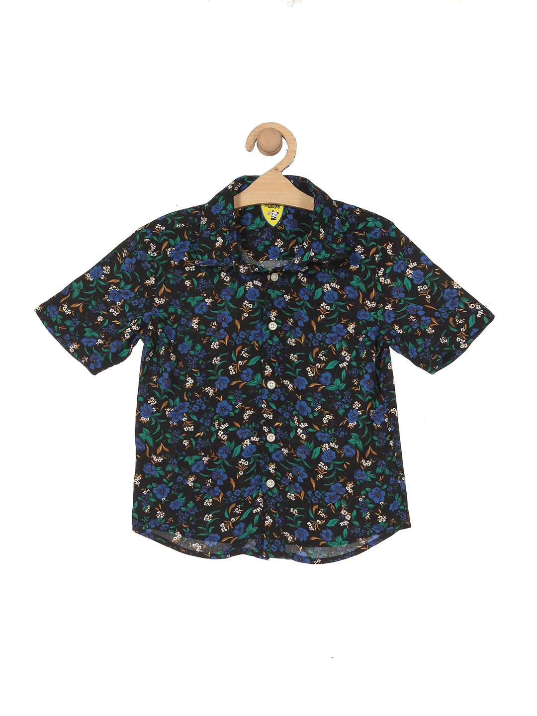 

Lil Lollipop Boys Floral Printed Pure Cotton Casual Shirt, Black