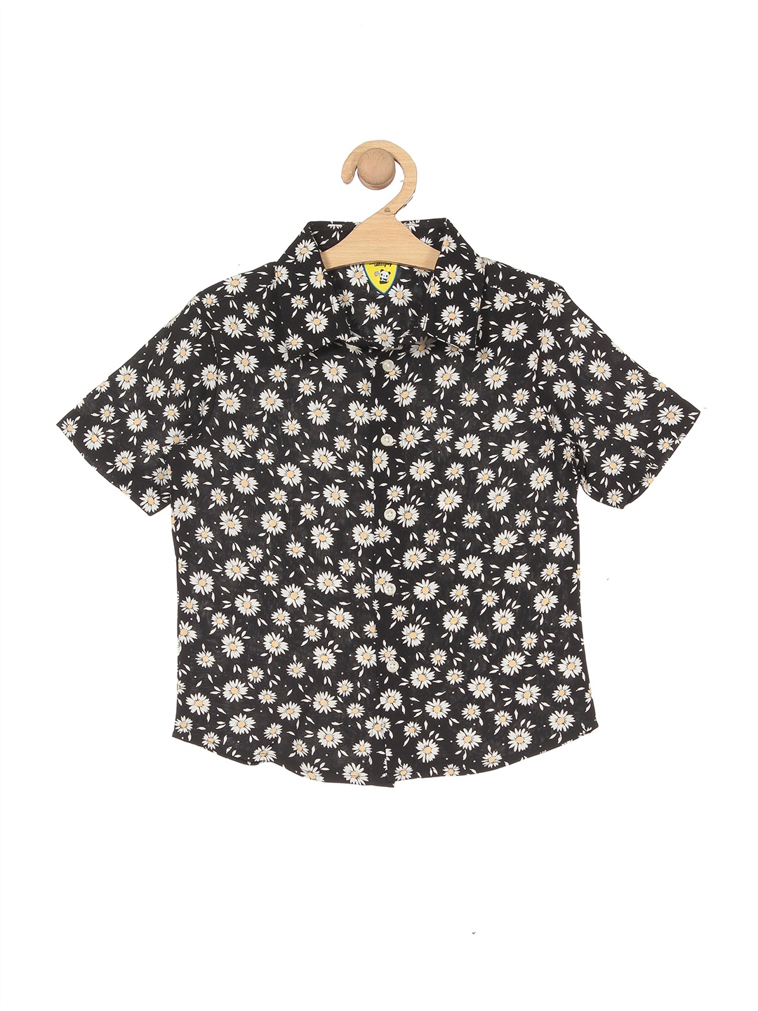 

Lil Lollipop Boys Floral Printed Pure Cotton Casual Shirt, Black