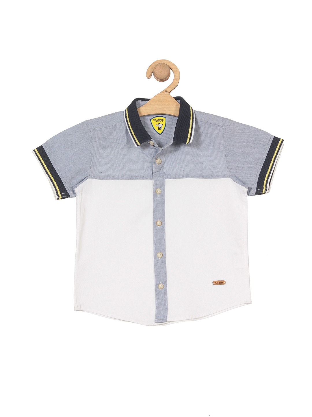 

Lil Lollipop Boys Coloublocked Pure Cotton Casual Shirt, Blue