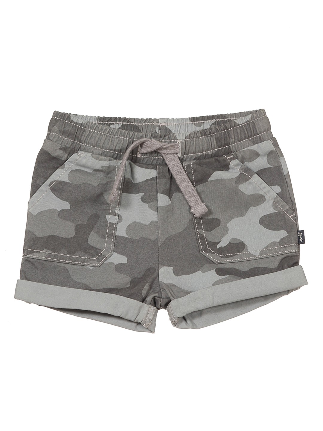 

Lil Lollipop Girls Mid Rise Camouflage Printed Pure Cotton Shorts, Grey