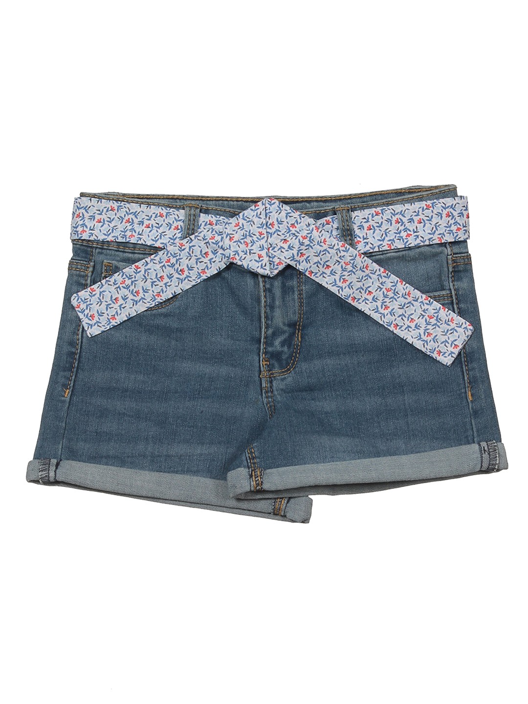 

Lil Lollipop Girls Mid Rise Pure Cotton Denim Shorts, Blue