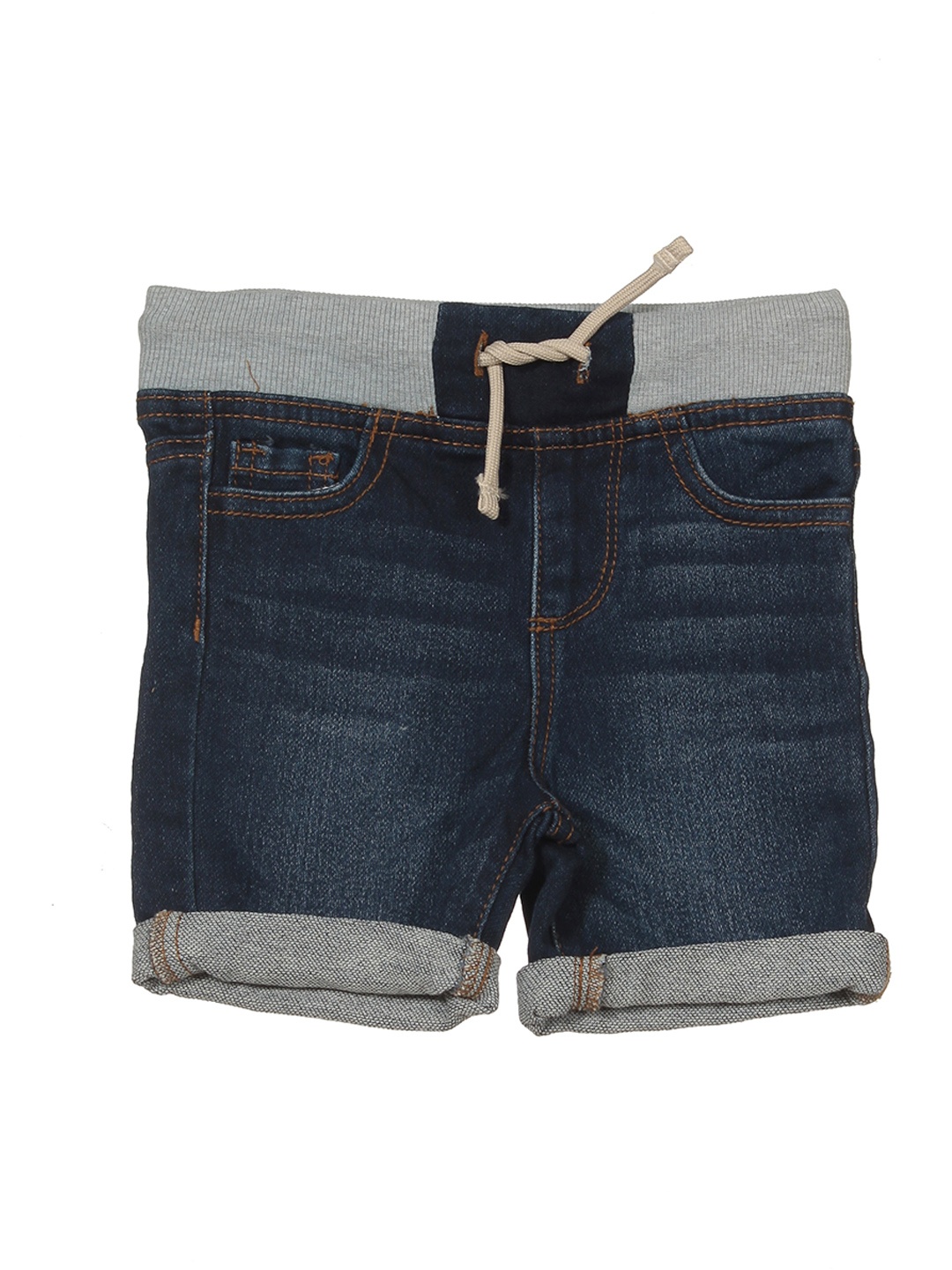 

Lil Lollipop Kids Mid Rise Pure Cotton Denim Shorts, Navy blue