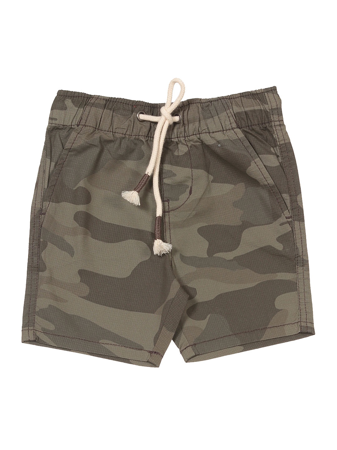 

Lil Lollipop Kids Mid Rise Camouflage Printed Pure Cotton Shorts, Olive