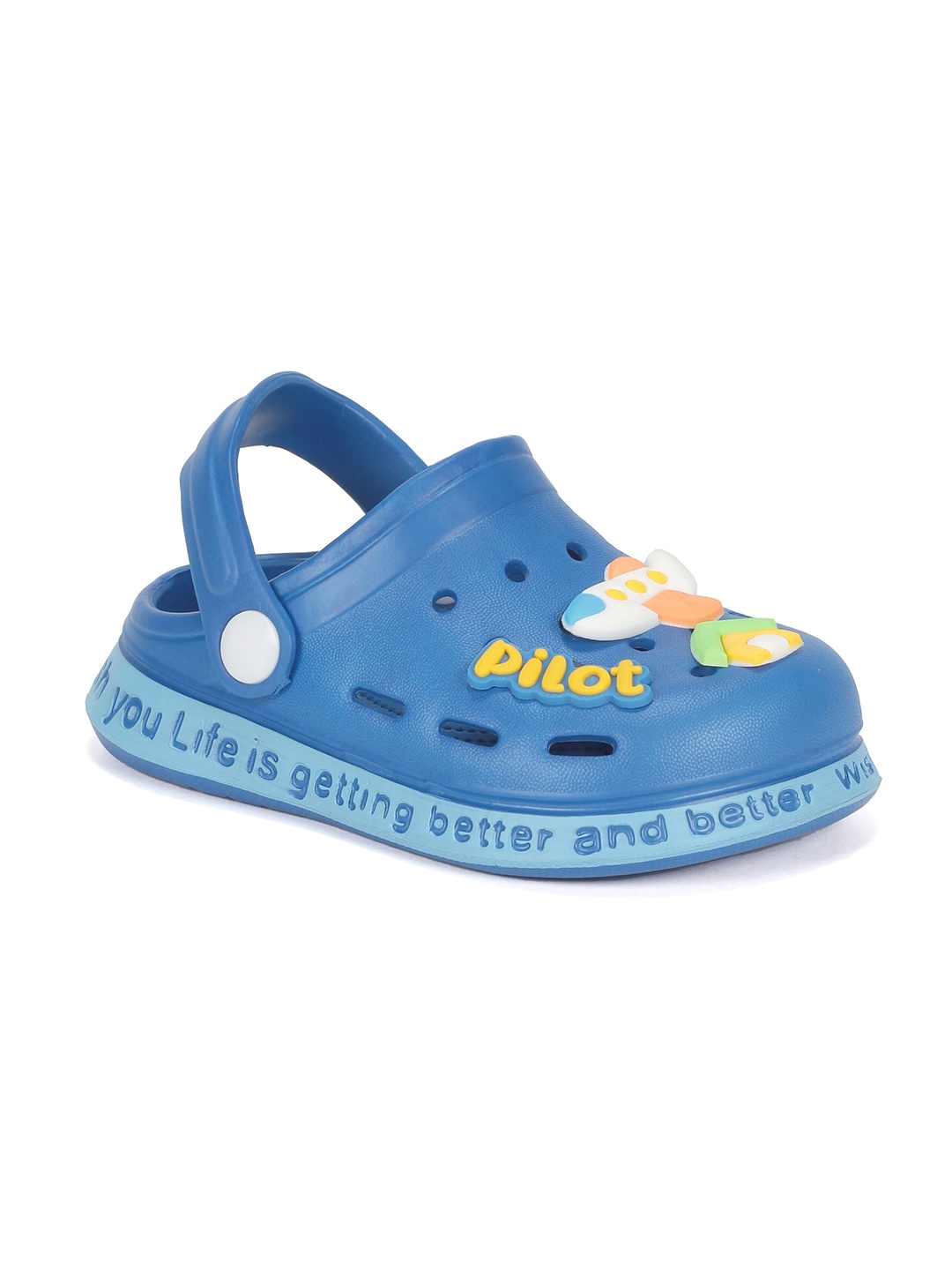 

Lil Lollipop Kids Anti-Slip Pilot Applique Clogs, Navy blue