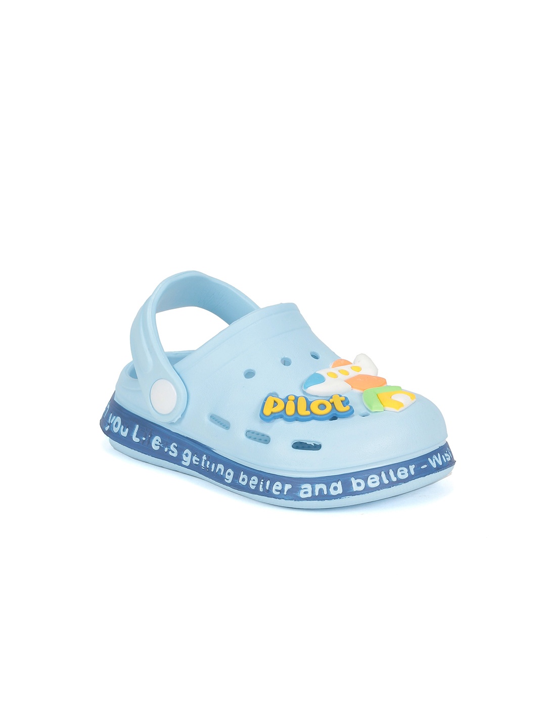

Lil Lollipop Kids Anti-Slip Pilot Applique Clogs, Blue