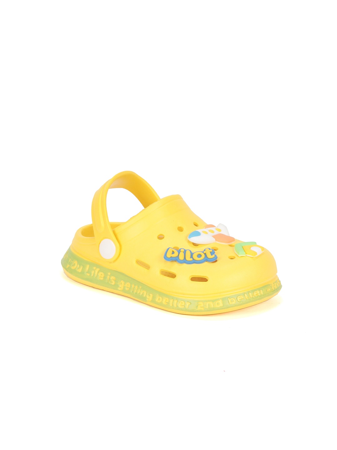 

Lil Lollipop Kids Anti-Slip Pilot Applique Clogs, Yellow