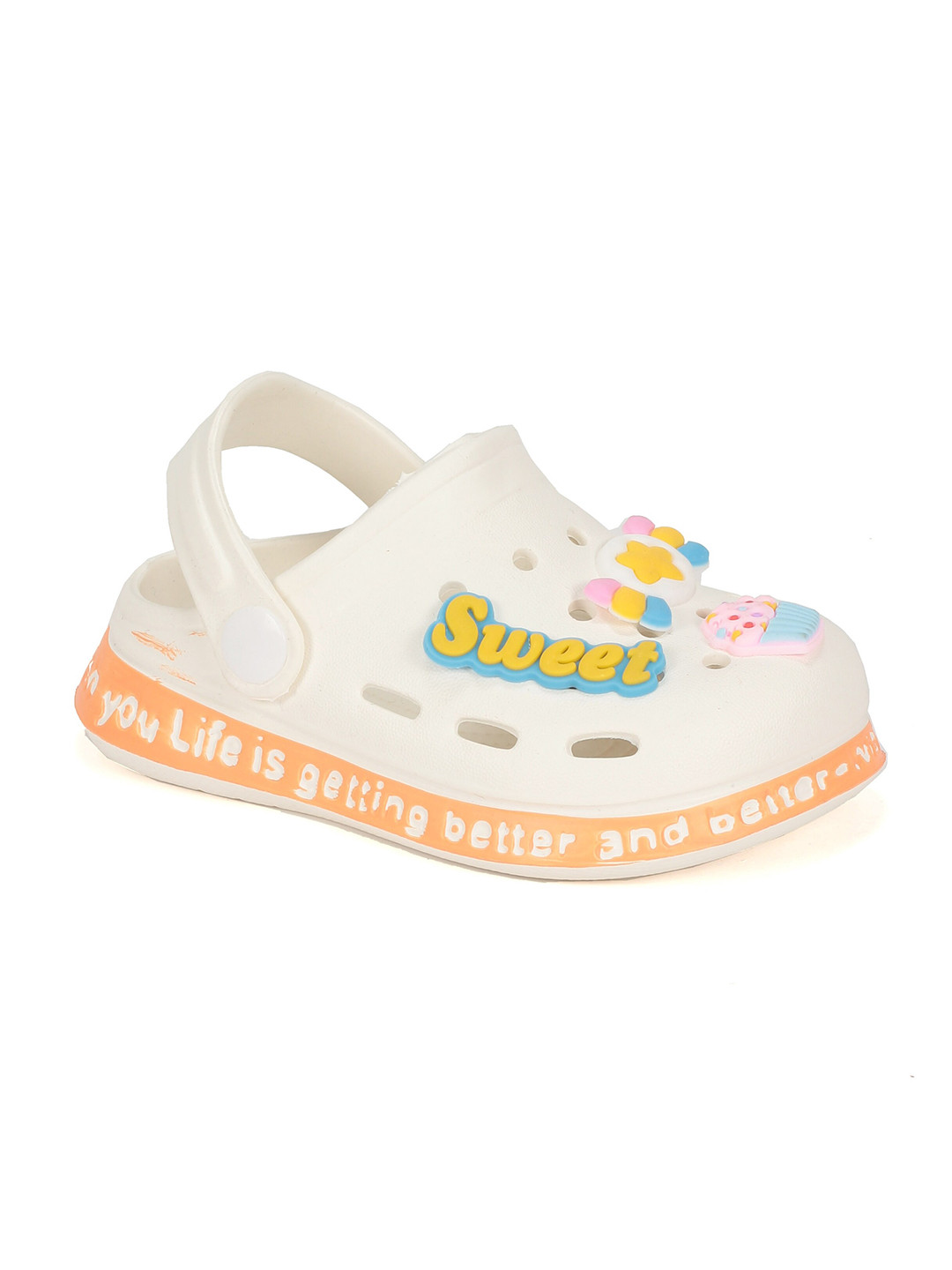 

Lil Lollipop Kids Anti-Slip Sweet Applique Clogs, Cream