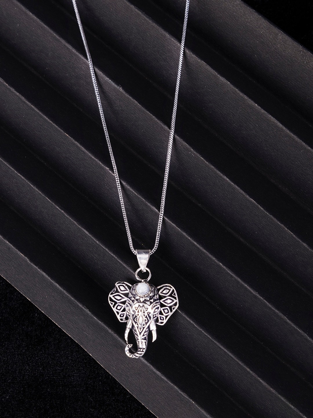 

Studio One Love Brass-Plated Contemporary Pendant With Chain, Silver