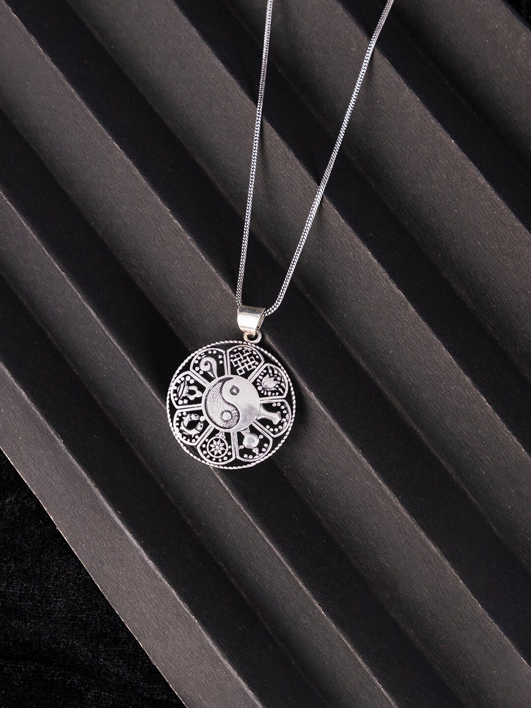 

Studio One Love Brass-Plated Contemporary Pendant With Chain, Silver