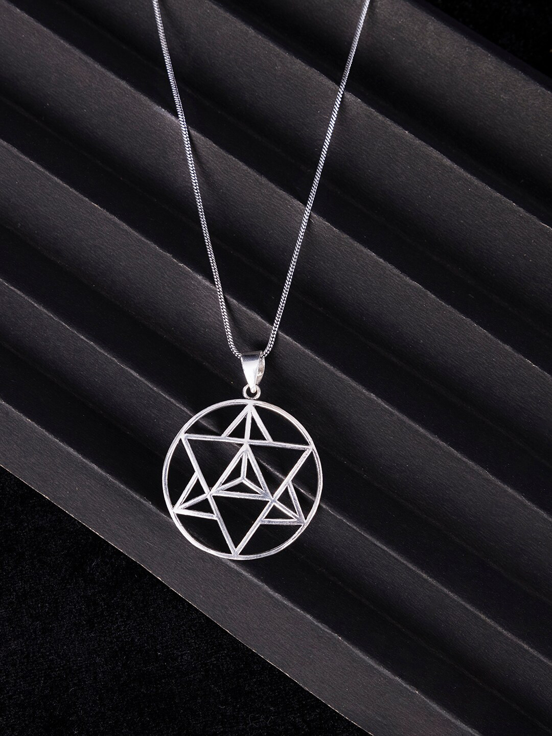 

Studio One Love Brass-Plated Contemporary Pendant With Chain, Silver