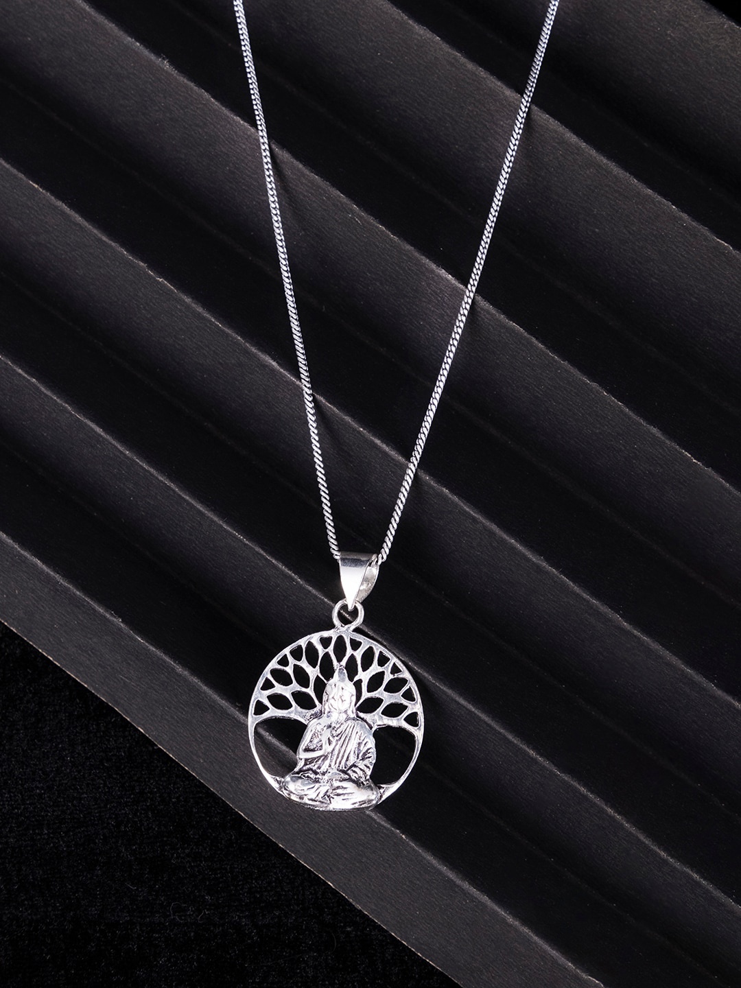 

Studio One Love Brass-Plated Contemporary Pendant With Chain, Silver
