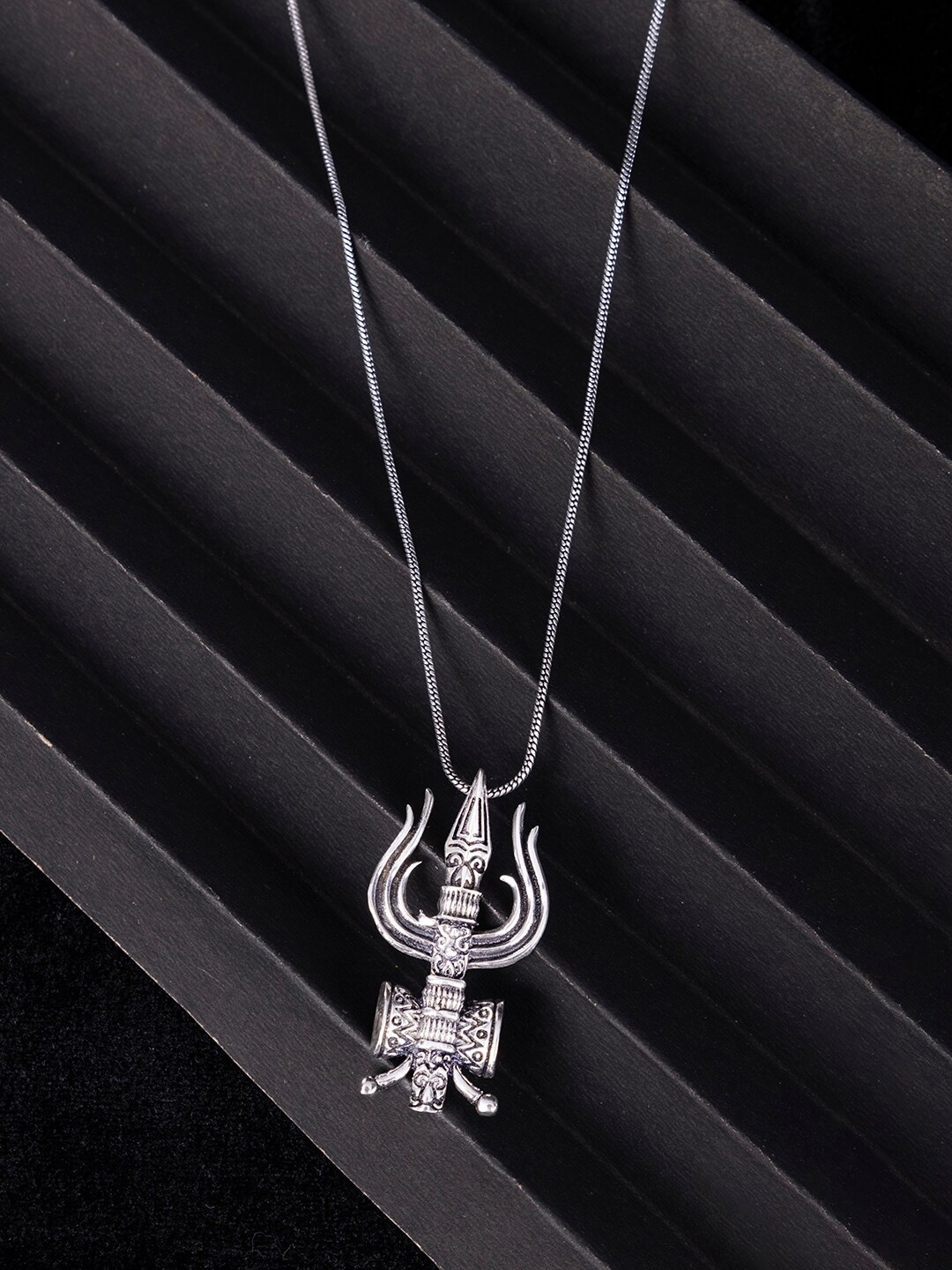 

Studio One Love Brass-Plated Contemporary Pendant With Chain, Silver