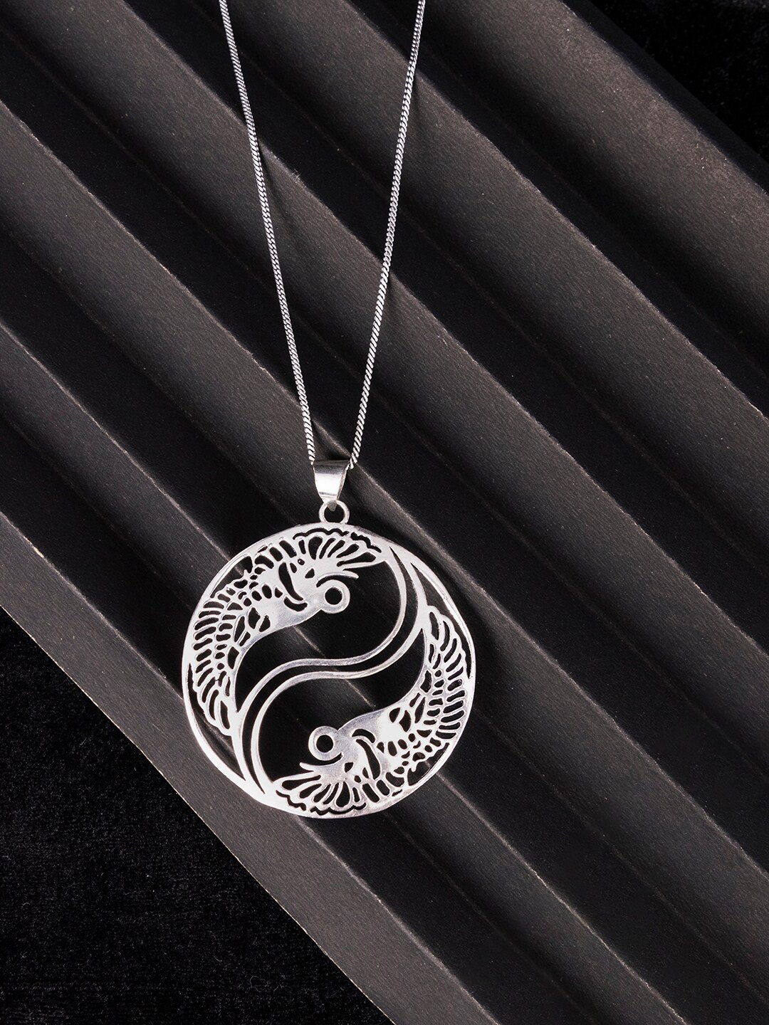 

Studio One Love Brass-Plated Contemporary Pendant With Chain, Silver