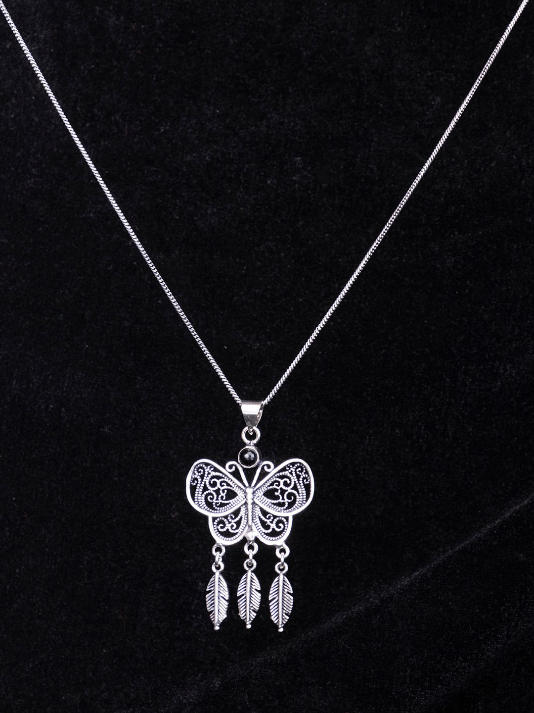 

Studio One Love Brass-Plated Butterfly Contemporary Pendant With Chain, Silver