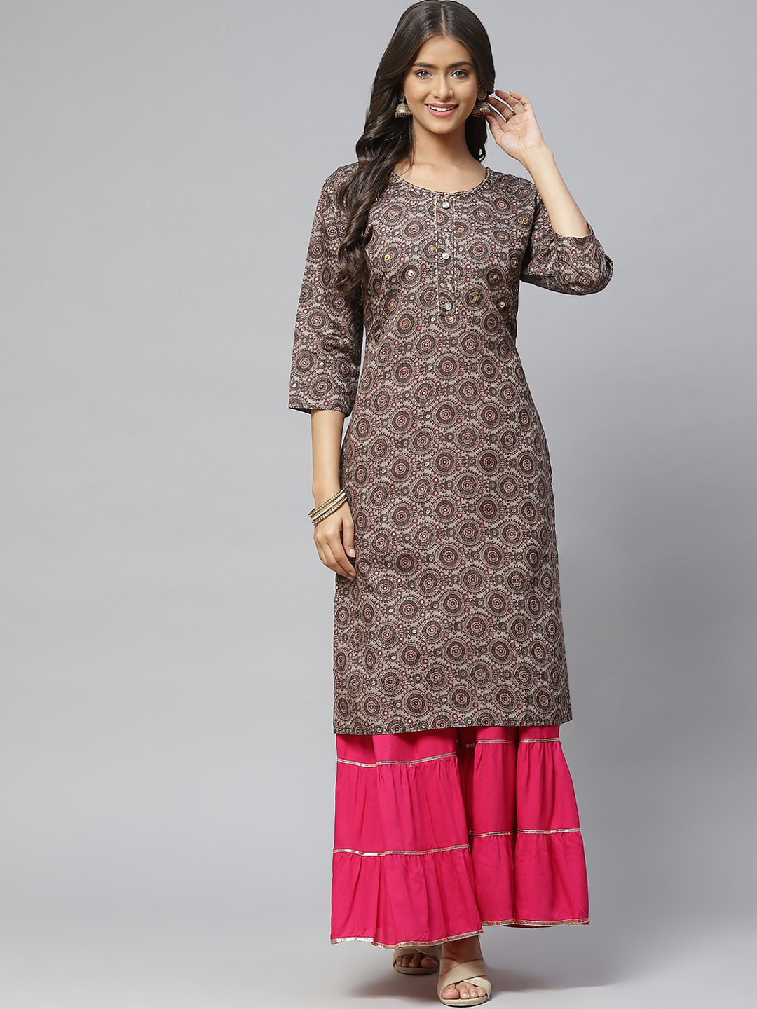 

BAESD Ethnic Motifs Printed Cotton Kurta, Grey