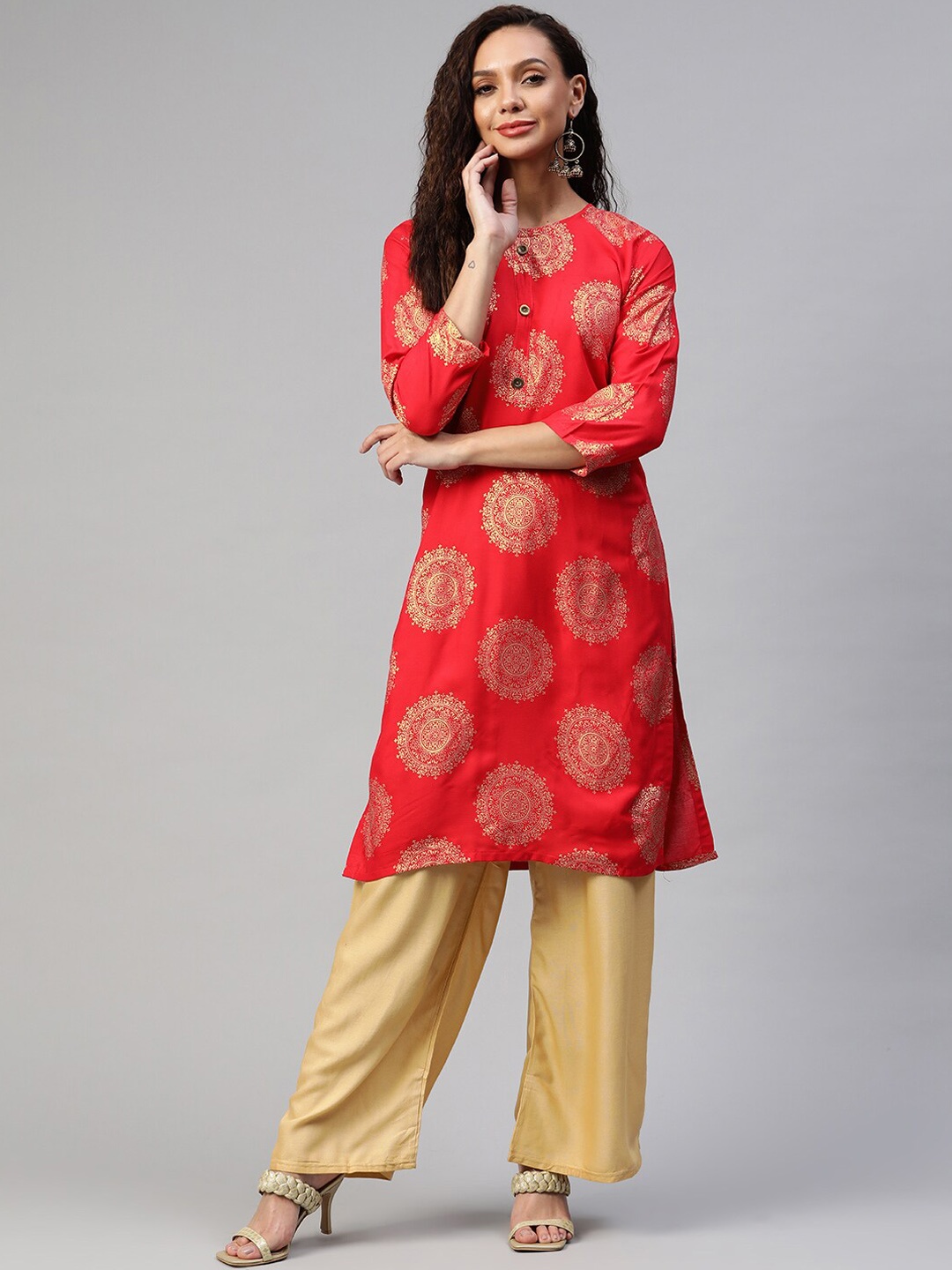 

BAESD Ethnic Motif Printed Cotton Kurta, Red