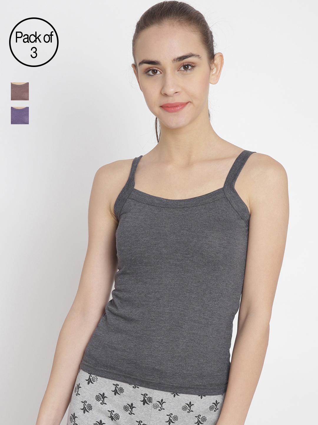 

Leading Lady Pack of 3 Camisoles LLDC-51-3, Grey