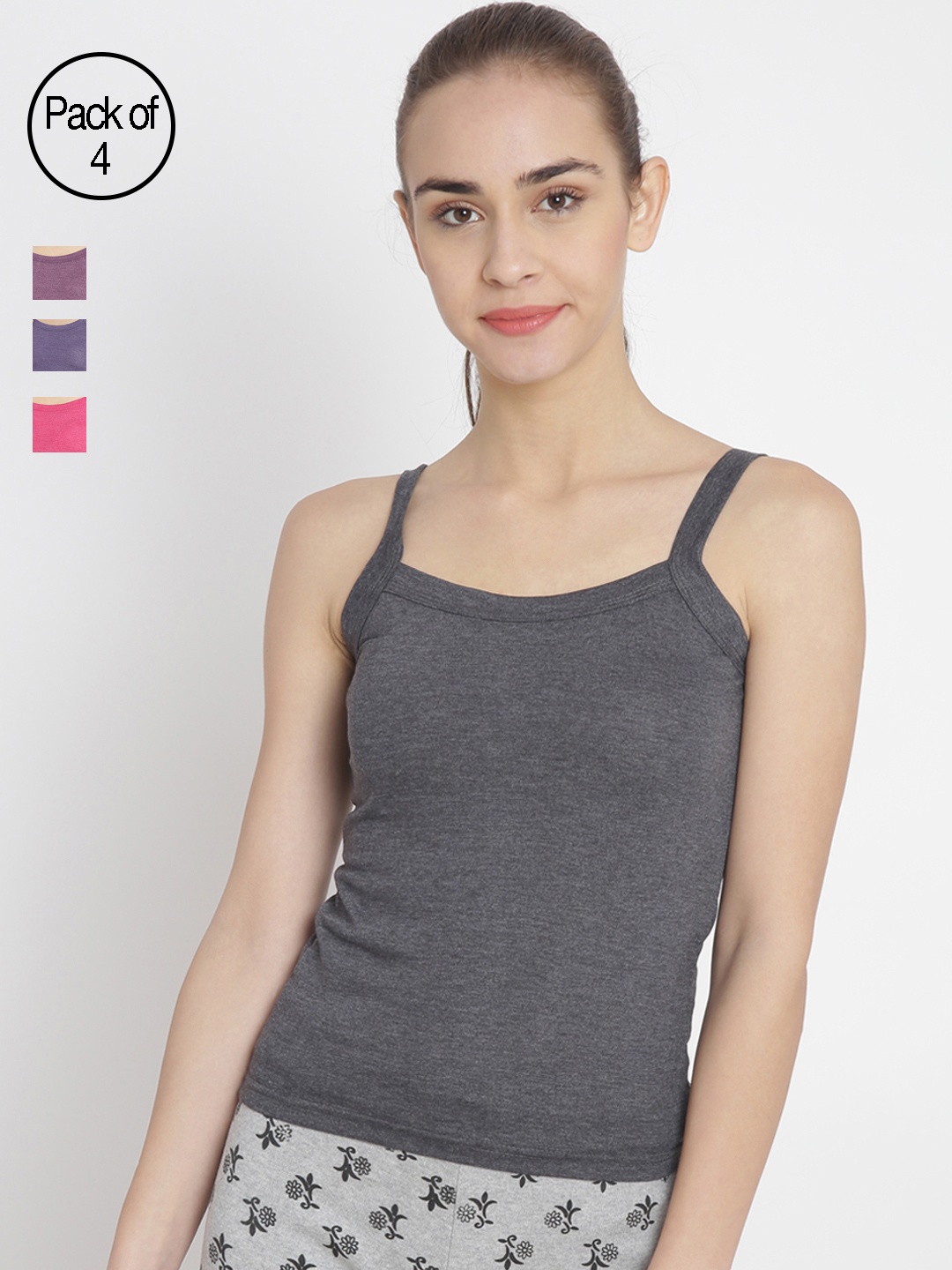 

Leading Lady Pack of 4 Camisoles LLDC-51, Grey