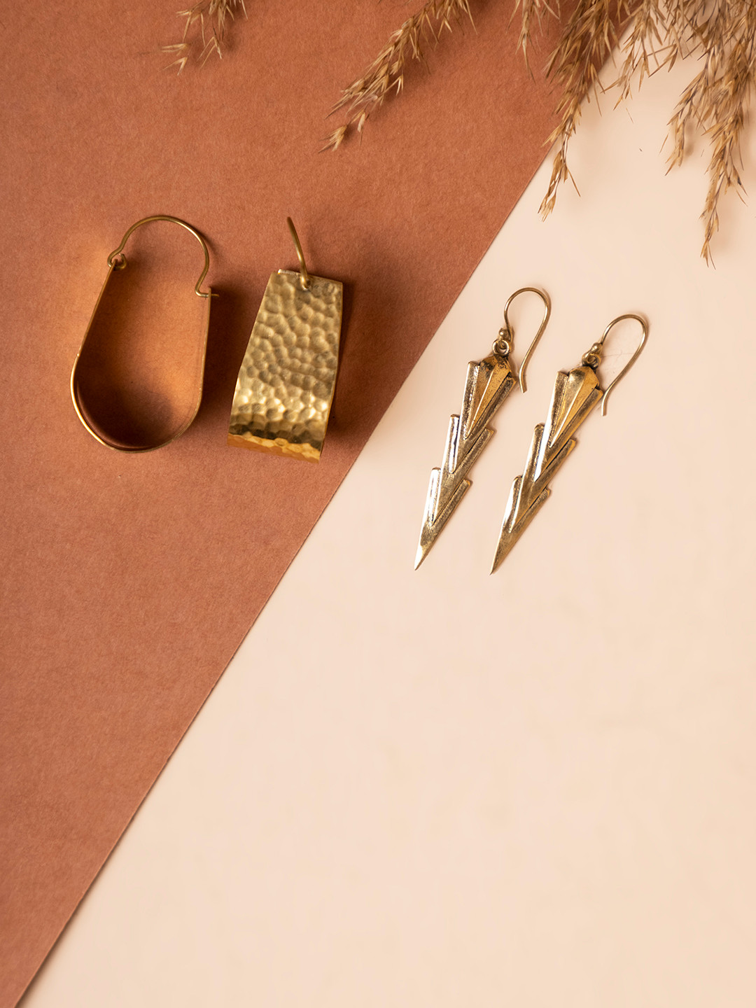 

Studio One Love Pack Of 2 Brass-Plated Contemporary Drop Earrings, Gold