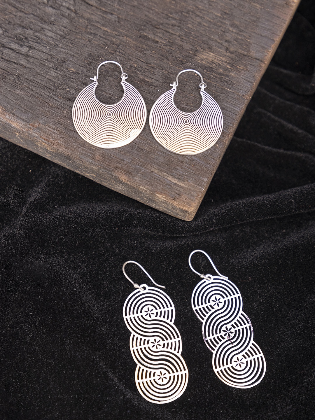 

Studio One Love Pack Of 2 Brass-Plated Contemporary Drop Earrings, Silver
