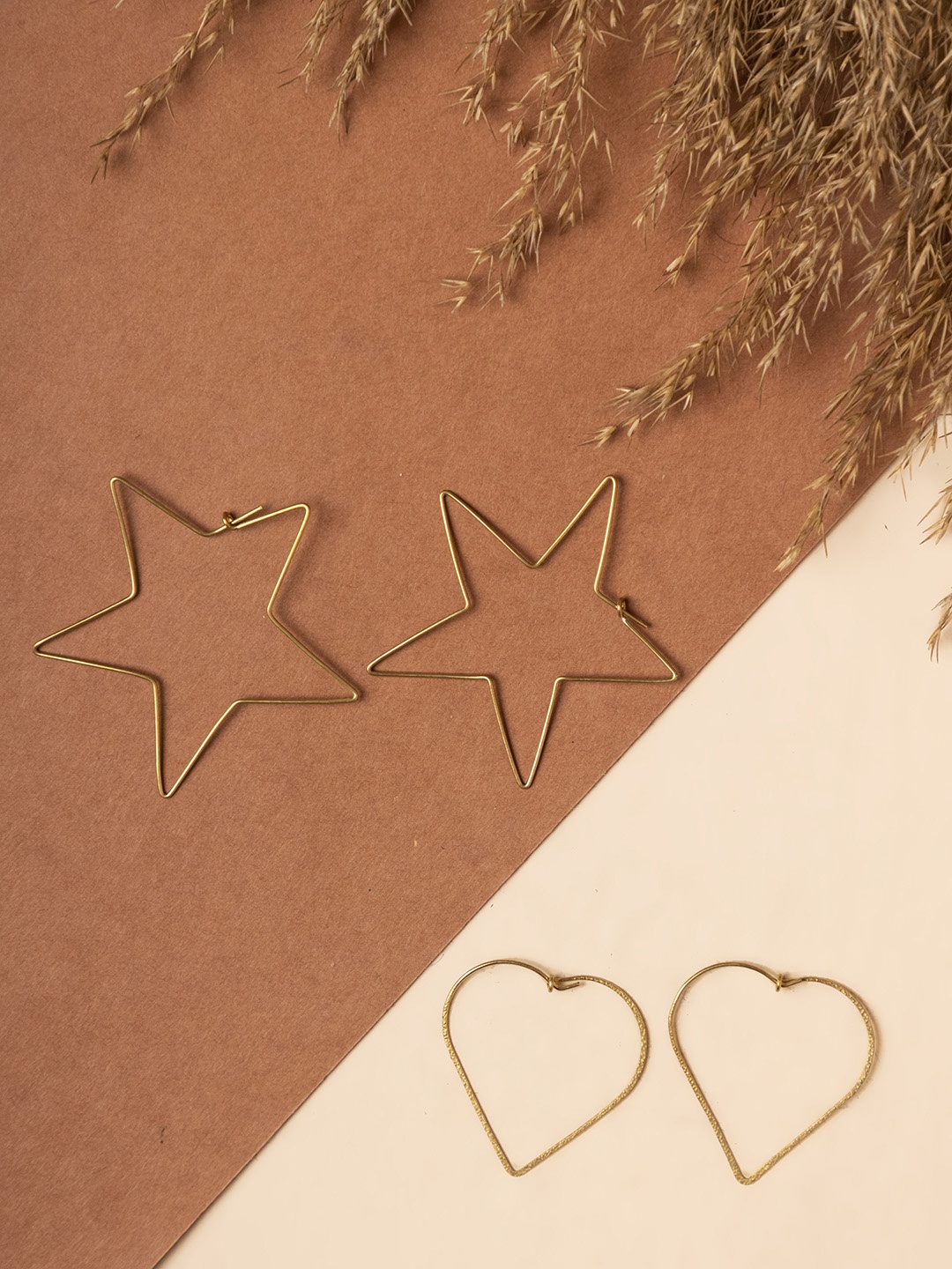 

Studio One Love Set Of 2 Gold-Toned Contemporary Studs Earrings