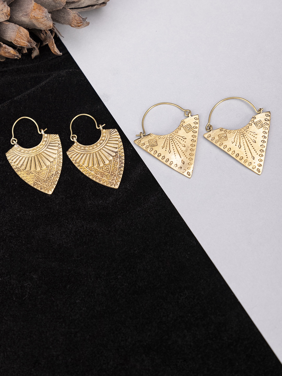 

Studio One Love Set Of 2 Gold-Toned Contemporary Drop Earrings