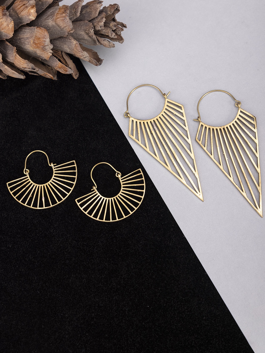 

Studio One Love Set Of 2 Gold-Toned Contemporary Drop Earrings