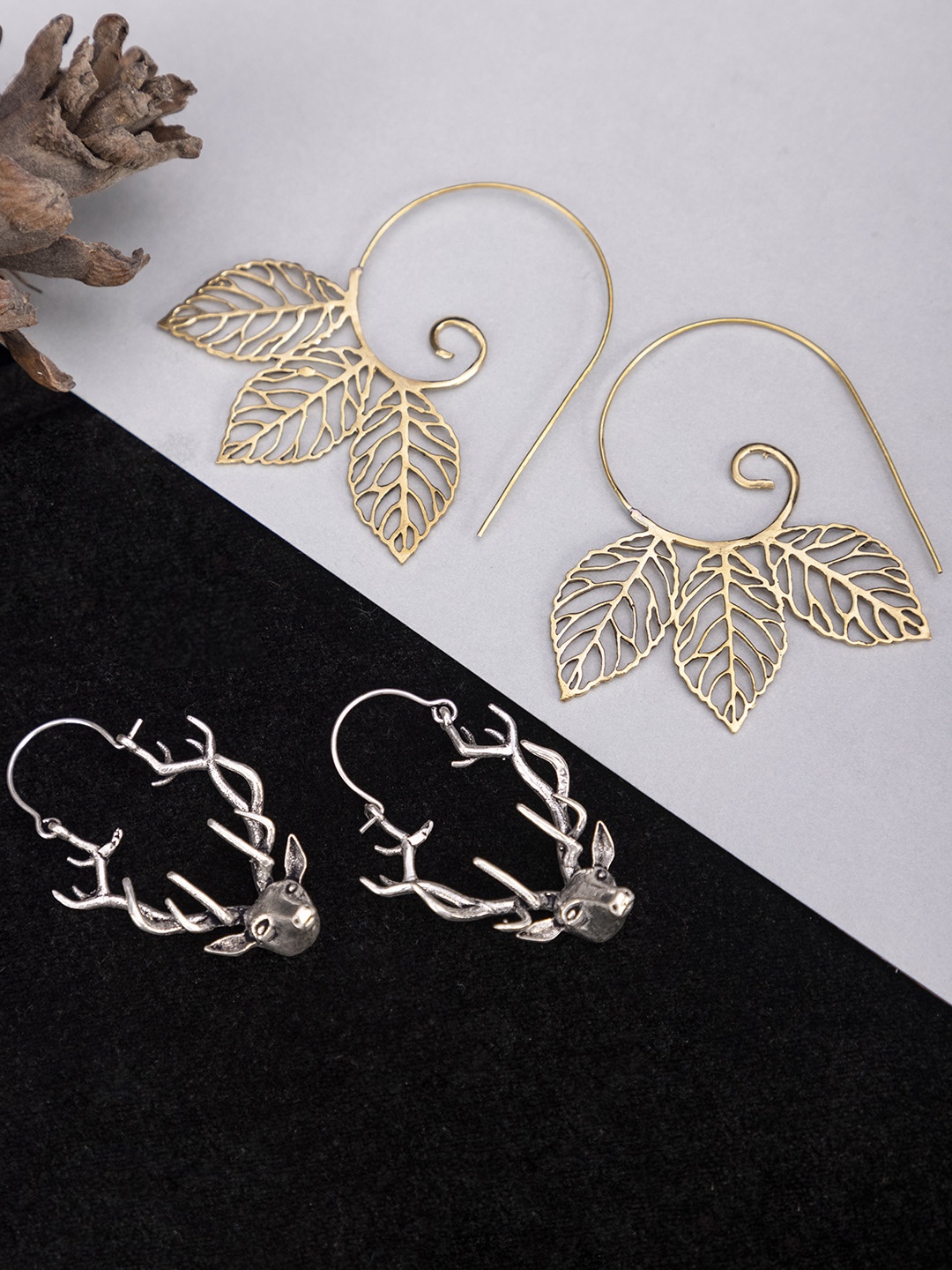 

Studio One Love Set of 2 Contemporary Hoop Earrings, Silver