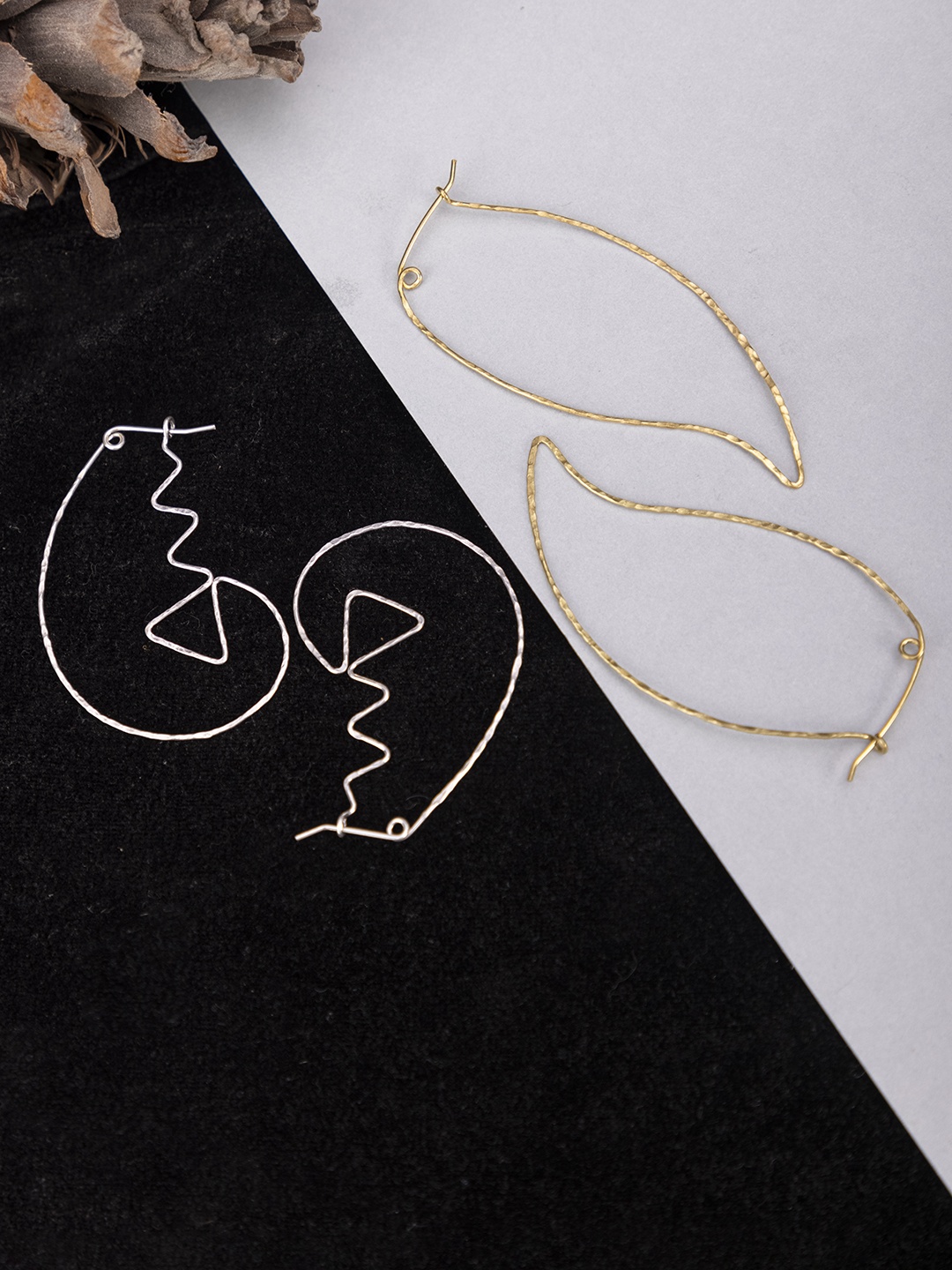 

Studio One Love Set of 2 Contemporary Hoop Earrings, Gold
