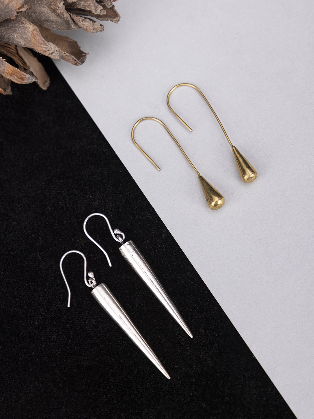 

Studio One Love Set of 2 Gold-Plated Contemporary Drop Earrings